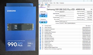 SSD interne Samsung - 990 EVO PLUS 4 To PCIe 5,0 x2 M.2 97 % santé MZ-V9S4T0B/AM - Photo 1/8