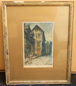1902 RUE ST. ROMAIN IN ROUEN FRANCE Hand Colored ETCHING by Vaughan Trowbridge - Picture 1 of 8