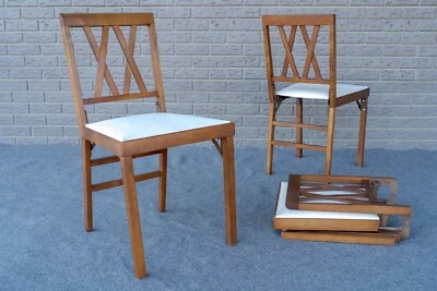 Lot of 3 Mid Century Airstream Camper Leg-O-Matic Slat Back Wood Folding Chair - Image 1 of 4