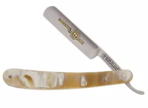Robert Klaas HANDGEFERTIGTER KOHLENSTOFFSTAHL 5/8" GERADER RASIERER/BLONDER HORNGRIFF - Bild 1 von 1
