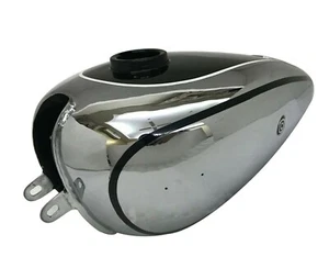 New Horex Regina Petrol Gas Fuel Tank Steel Chrome & Black Small Version ECs - Picture 1 of 7