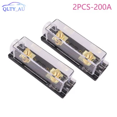 2x 200A Gold ANL Fuse Holder 2/0 or 1/0 0 Gauge AWG W/200Amp Fuse Block Fuse Box - Image 1 of 4