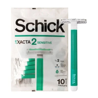 20 Pcs Schick Exacta 2 Disposable Razor Twin Blades Precise Shaver Green Handle - Image 1 of 3
