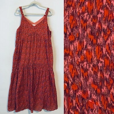 Joie Dress Womens Large Red Tea Rose Sleeveless Tiered Maxi Flowy Boho Beachy - Image 1 of 4