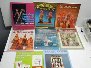 Lot of 8 Woodcarving Books Canes, Santa, Fishermen - Picture 1 of 12