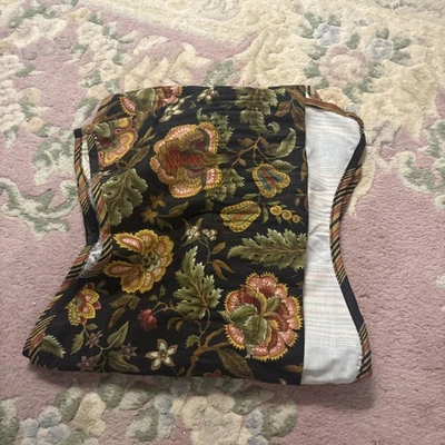 1 Cenefa de Ventana Waverly Capas Algodón Negro Rosa Verde Floral 77"X19" Foto 1 de 4