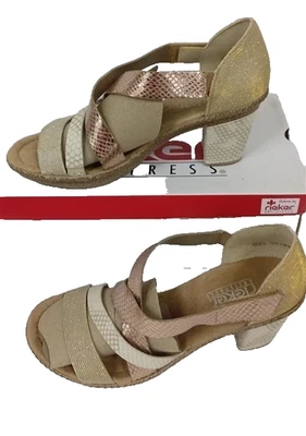 Rieker Antistress  Women's Gold Metallic/Sparkly Strappy Sandals Size:UK 5 - New - Image 1 of 4