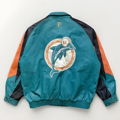 Vintage 90’s Miami Dolphins ProPlayer Leather Football Jacket - Image 1 of 4