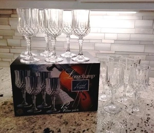 SET OF 12 Cristal D'Arques Longchamp 8oz Footed Goblets 7.25" France 24% NIB - Picture 1 of 4