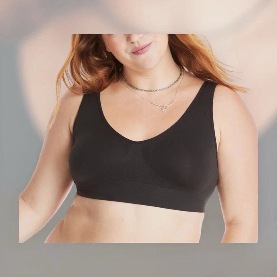 Hanes Cozy Seamless Women's Wireless Bra, Black - Image 1 of 1