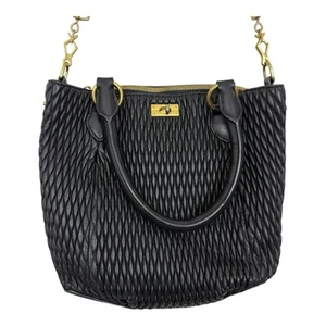 J. Crew Black Quilted Brompton Bag Purse Crossbody Leather - Picture 1 of 11