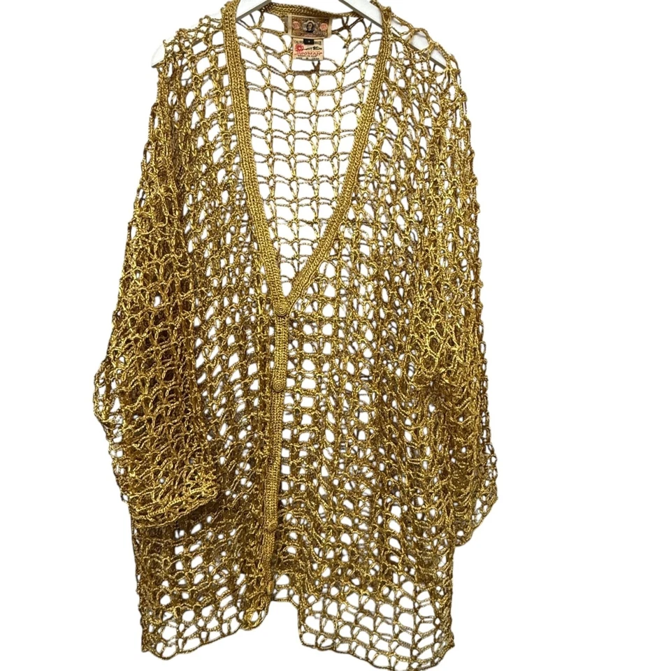 Chaqueta de ganchillo vintage Bis Gene Ewing Top talla grande 3X años 90 hippie boho hallazgo raro Foto 1 de 4