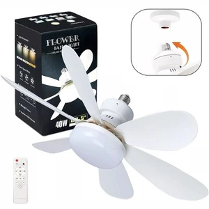 Socket Fan Light Ceiling Fans Lights Remote Control Dimmable LED Ceiling Fan New - Picture 1 of 10
