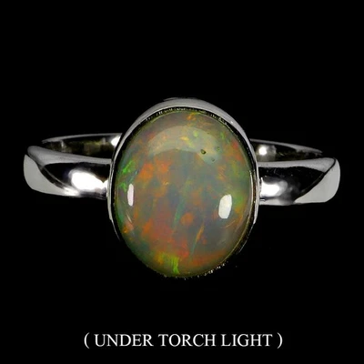 925 Sterling Silver Ring Oval Fire Opal 11x9mm Natural Gemstone Jewelry Size 9.5 - Image 1 of 4