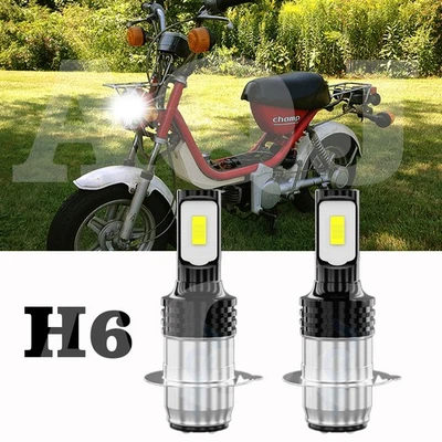 Headlights For Yamaha Champ 100 1987-1991 6000K Super White 2X LED Bulb H6M - Изображение 1 из 4