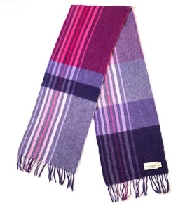 Marchbrae Cashmere Winter Scarf Stripes Color Blocking Pink Purple Scotland - Picture 1 of 2