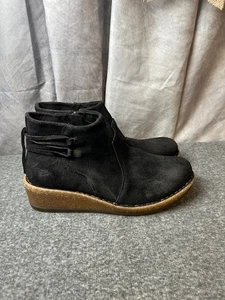 Botines de cuña born viana de gamuza con cordones de cuero desgastados negros talla 10 nuevos sin caja - Imagen 1 de 10