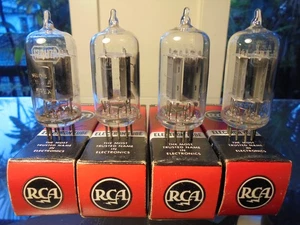 RCA USA CLEAR TOP 12AU7A ECC82 FOUR NOS NEW OLD STOCK TESTED VINTAGE VALVES TUBE - Picture 1 of 11