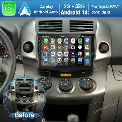 ﻿ For Toyota RAV4 2007-2012 Car Stereo Radio Android 13 Carplay GPS Player +CAM - Image 1 of 4