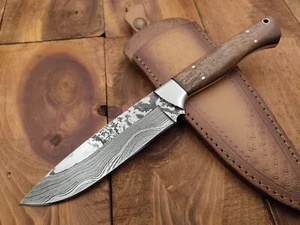 Custom Handmade Damascus Steel Fix Blade Camping Survival Outdoor Hunting Knife - Picture 1 of 15