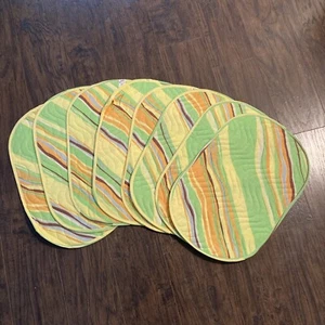 Vintage Retro MCM Green Orange Yellow Brown Blue Placemat Lot of 8 Neiman Marcus - Picture 1 of 11