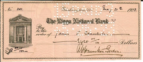"British General" Alexander Hamilton-Gordon Signed Check Dated 1923 COA Cover