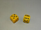 2 Vintage Yellow Catalin Dice 9 gr. and 8.25gr.