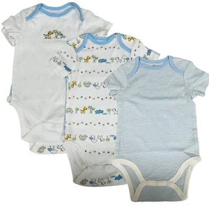 Little Me - White and Blue - Animal Themed 9 Month One Piece (3-pack) - Picture 1 of 1