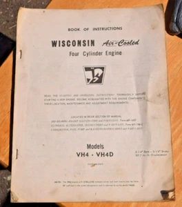 Wisconsin Air Cooled Engine Vh4 Vh4D Book of Instructions  M1-498-4 - Picture 1 of 6