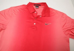 Tiger Woods Nike Polo Shirt Men Medium Red Ombre Gradient Lite DriFit Snaps - Picture 1 of 10