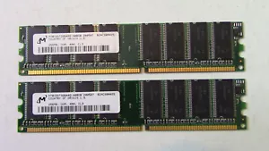 2 stick Micron 256MB MT8VDDT3264AG-40BGB DDR 400 CL3 RAM BZACSBR025 512MB total - Picture 1 of 2