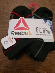 Reebok Boys Low Cut Socks 6 Pair Size Small 4-8 Black Moisture Control - Picture 1 of 2