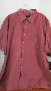 Van Heusen ~ rot grau gestreiftes Button Down SS HEMD ~ Herren XXL ~ 18-18 1/2 ~ Neu mit Etikett - Bild 1 von 4
