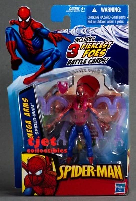 Figura de acción Spider-Man Mega Arms 4" con cartas de batalla 2009 Hasbro nueva Foto 1 de 4