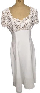 Vintage Victor Costa Designer Floral Nude White Wedding Formal Gala Gown Dress - Picture 1 of 18