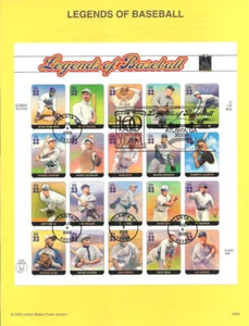 #0020 Legends of Basball MS20 #3408 Souvenir Page - Picture 1 of 1