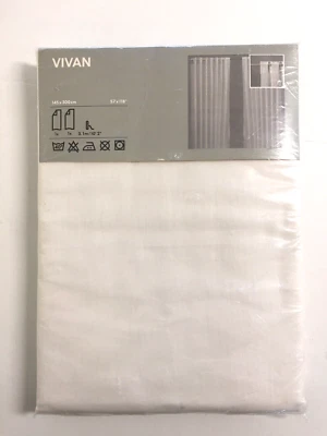 NEW IKEA Vivan Curtains 57" x 118" White Tab Top 100.835.42 - Image 1 of 4