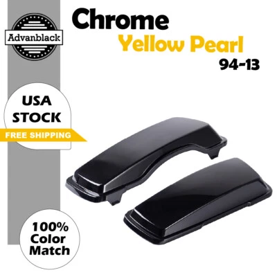 Chrome Yellow Pearl Saddlebag Lids Cover Fits Harley Street Road Glide 1994-2013 - Image 1 of 4