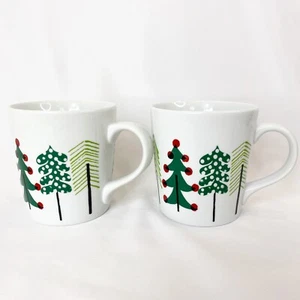 2 Crate & Barrel Jingle Becher Weihnachtsbäume von Julia Rothman Neu mit Etikett Versand lesen - Bild 1 von 13