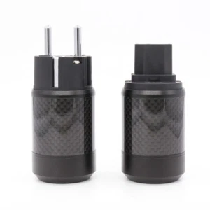 New Hi-End Carbon Fiber Rhodium Plated Schuko EU Power Plug IEC Female connector - Picture 1 of 6