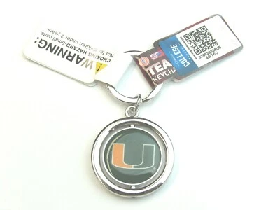 Кольцо для ключей брелок NCAA Miami Hurricanes спиннинг логотип вечные коллекционные предметы - Изображение 1 из 3