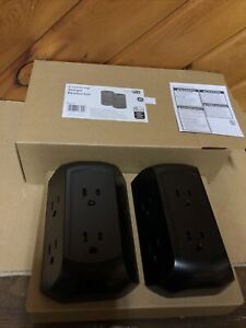 Lot Of 2 GE Jasco UltraPro 6-Outlet Surge Protector Side Access Black New