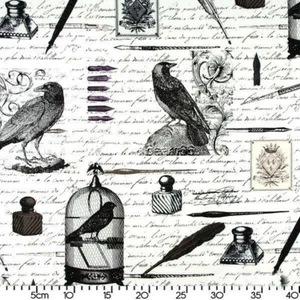BTHY Nevermore Edgar White Cotton Fabric By The Half Yard Michael Miller  - Picture 1 of 4