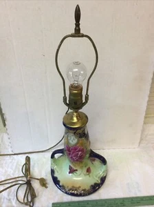 Antique Nippon 19th Century Porcelain Vase Lamp Hand Painted Roses Gold Moriage - Picture 1 of 12