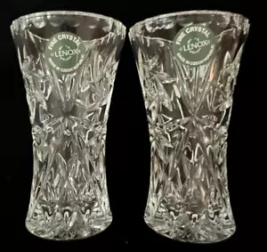 Lenox Lot of (2) Fine Crystal Star 4” Flared Bud Vases~New~w/COA~Czech Republic - Picture 1 of 4