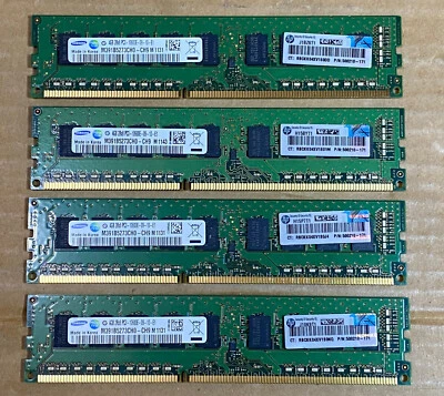 16GB (4x 4GB) * Samsung M391B5273CH0-CH9 PC3-10600E DDR3-1333MHz ECC Unbuff RAM Foto 1 de 4