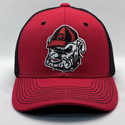 Georgia Bulldogs Vintage Mascot Logo BK CAPS SnapBack Mesh Trucker Hat OSFM New Cover