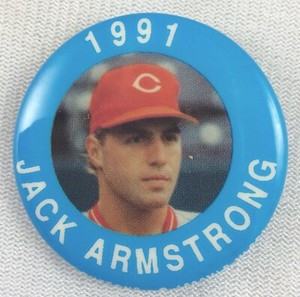 MLB 1991 MLBPA Photo Button Pin - Cincinnati Reds - Jack Armstrong