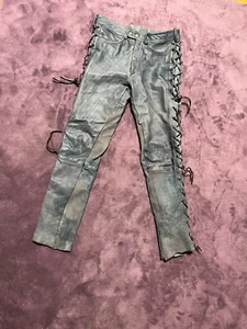 Uvex Leather Vintage Cowboy Cowgirl Festival Gray Pants - Picture 1 of 7