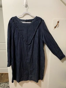 Denim Eloquii Chambray para mujer talla 20 delantero con volantes costeros medio - Imagen 1 de 14